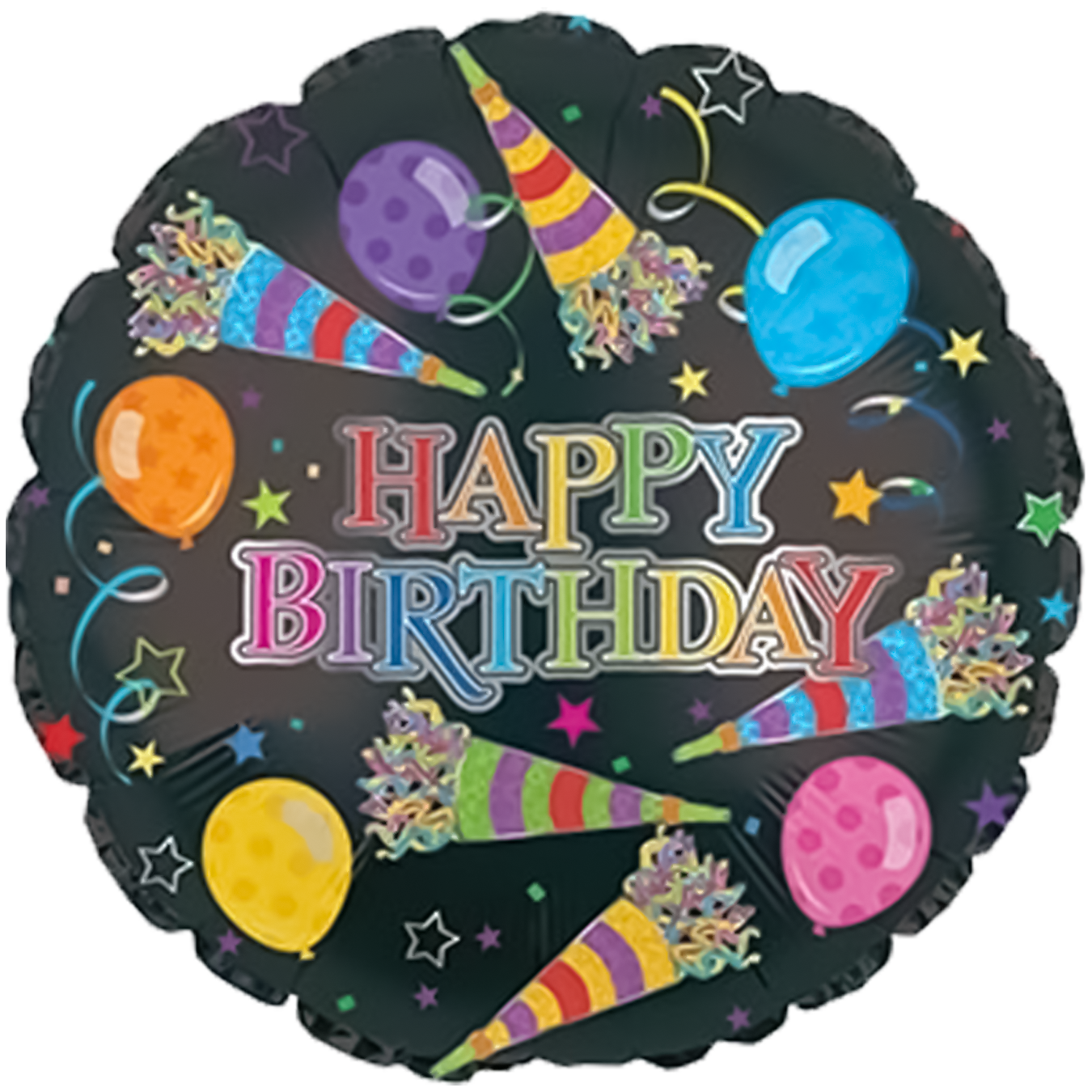 17" Rainbow Happy Birthday Party Horns Foil Balloon